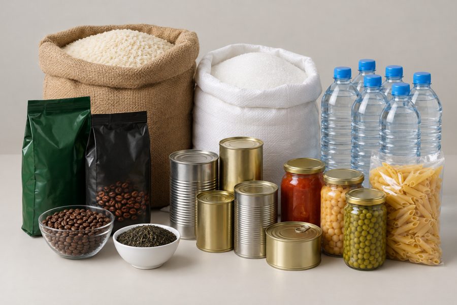 Çay, kahve, su ve kuru gıda ürünleri